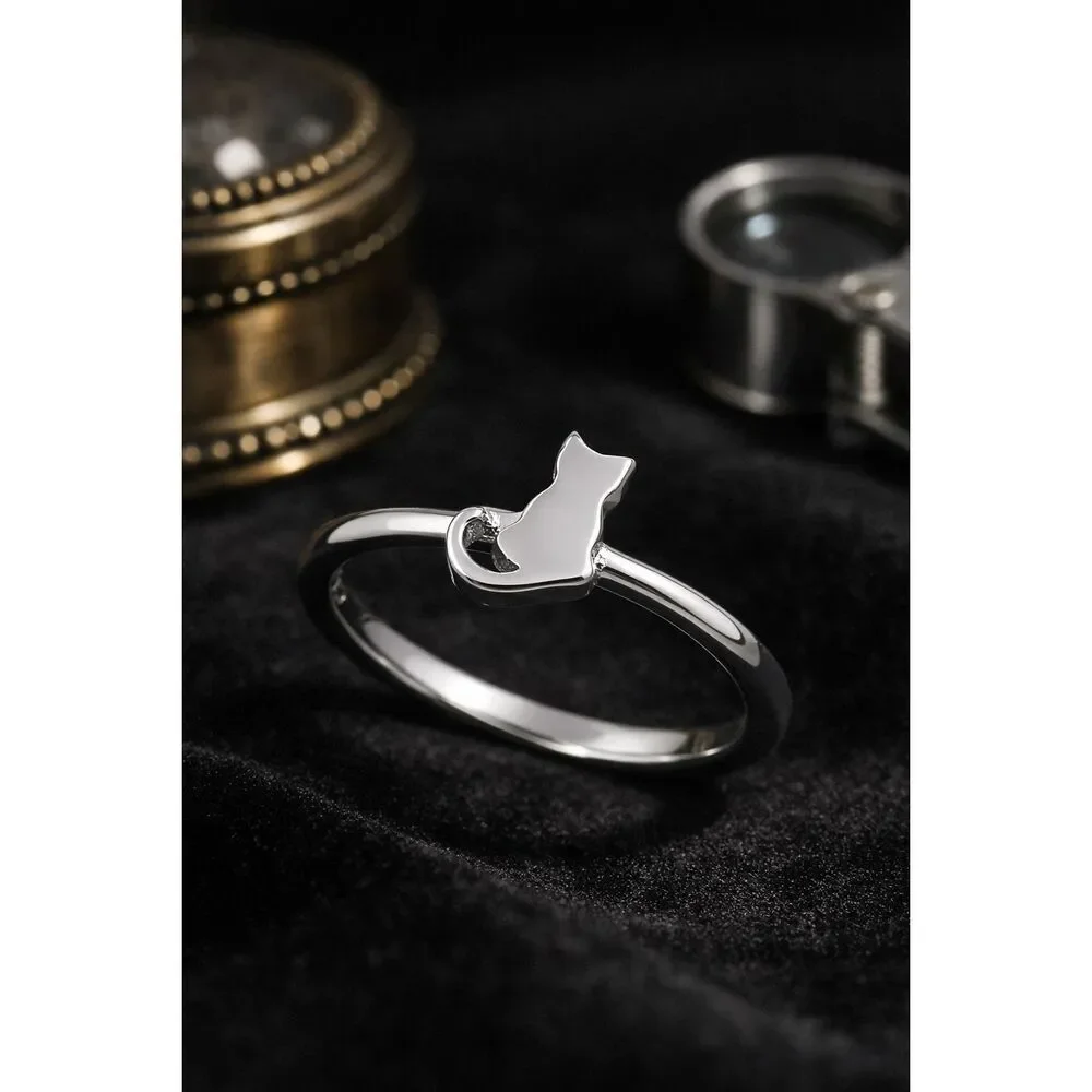 Sterling Silver Plain Cat Ring Size 11 New